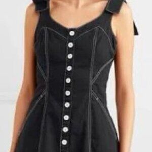 ulla johnson black whimsigoth fairy dirndl romantic denim dress white buttons